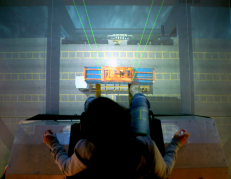 imseCAVE裡的虛擬的碼頭吊車控制室
